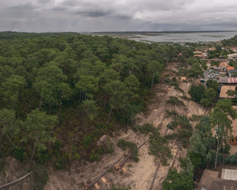Opening of a firebreak at Claouey, at the entrance to the Cap-Ferret peninsula, in Gironde, France.