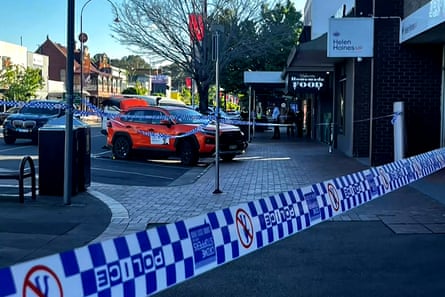 Police at the scene after the Haines was struck by a car and suffered critical injuries outside her office in Wangaratta on Monday.