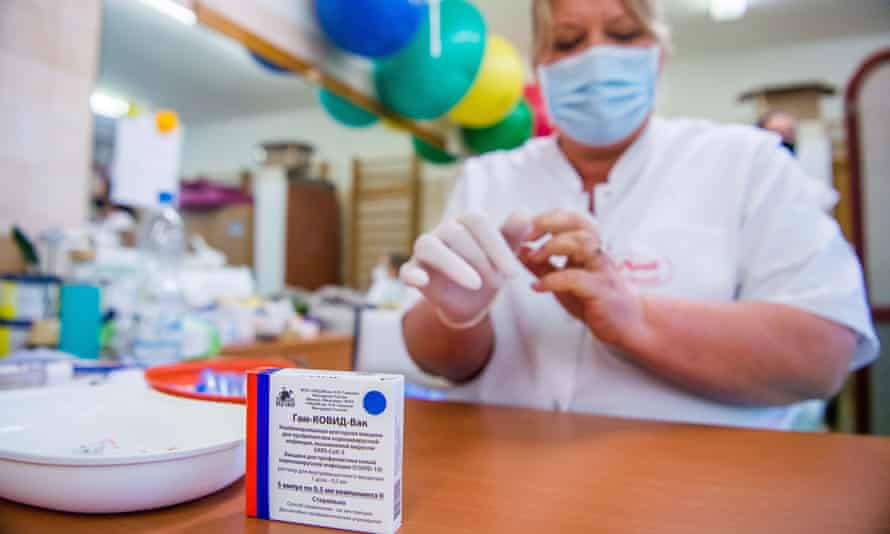 Boxes of the Russian vaccine Sputnik V vaccine are prepared to be given to patients in Saint Margit Hospital in Budapest, Hungary.