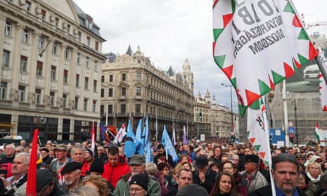A protest against Hungary’s government in Budapest on 15 March 2019. 