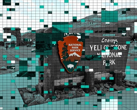 Collage of welcome sign outside Yellowstone national park