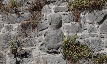 A sheela na gig carving at the Watergate in Fethard, Co Tipperary