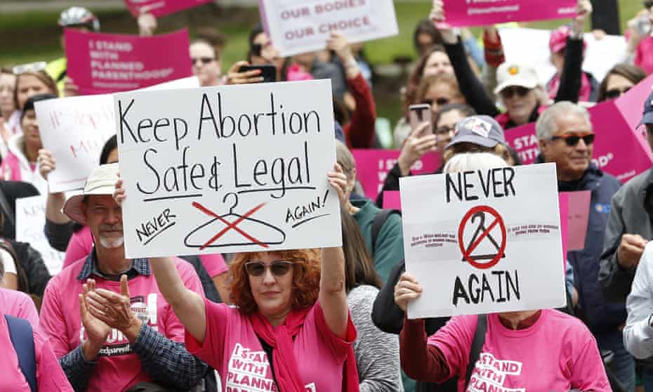 People rally in support of abortion rights at the state Capitol in California, May 2019.