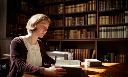 Nikki Tomkins, one of the conservators working on the library of 19th century philosopher John Stuart Mill, held at Somerville College, Oxford.