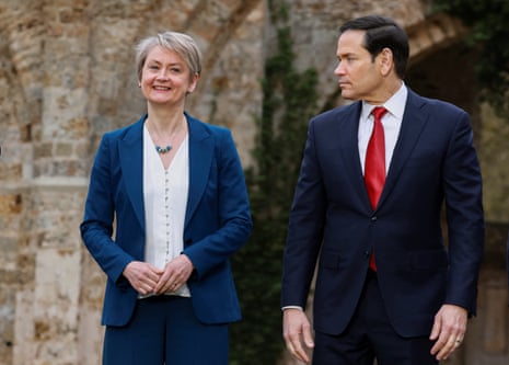 Marco Rubio and Yvette Cooper on the second day of the G7 meeting.
