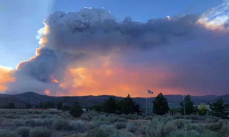 The east side of the Tamarack fire, which has crossed the California state line into Nevada.