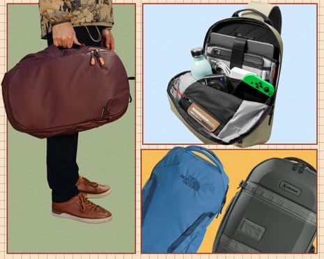 Peak Design, North Face, Tomtoc and Pelican Laptop bags displayed in a collage