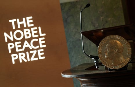 A replica of the Nobel Peace Medal is placed at the Norwegian Nobel Institute in Oslo.