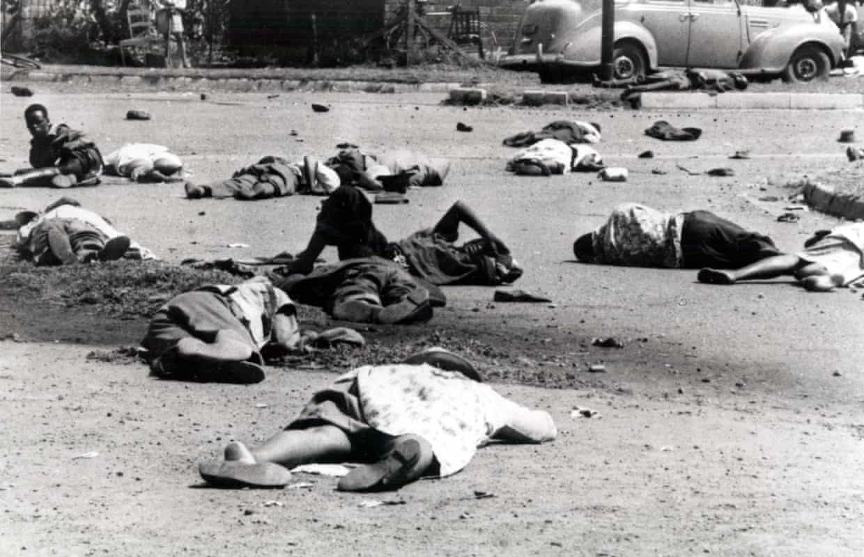 b/w image of bodies strewn across ground