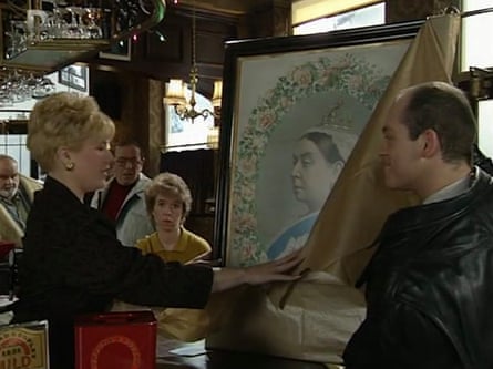 Ironic from the start? … Queen Vic hits her own pub.