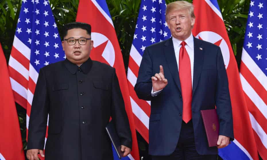 Kim Jong-un and Donald Trump in Singapore on 12 June.