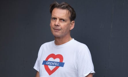 Ed Daffarn wearing a Grenfell commemorative T-shirt