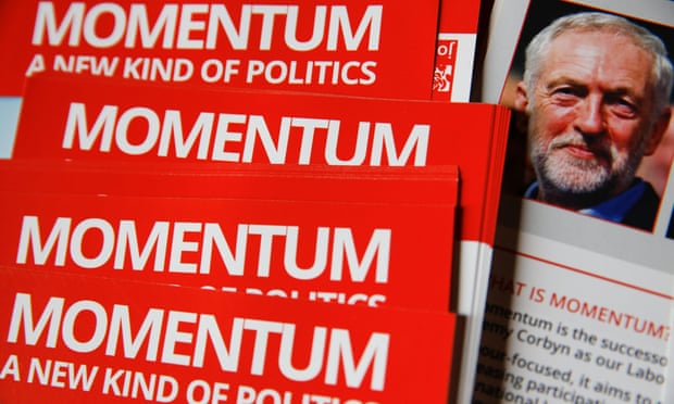 Momentum posters at the Labour party conference in September 2016.