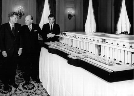 John F Kennedy Examines Kennedy Center Model