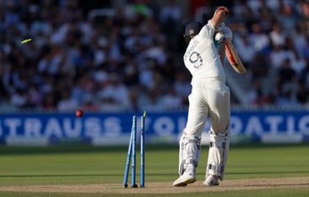 Jimmy Anderson is bowled at Lord’s