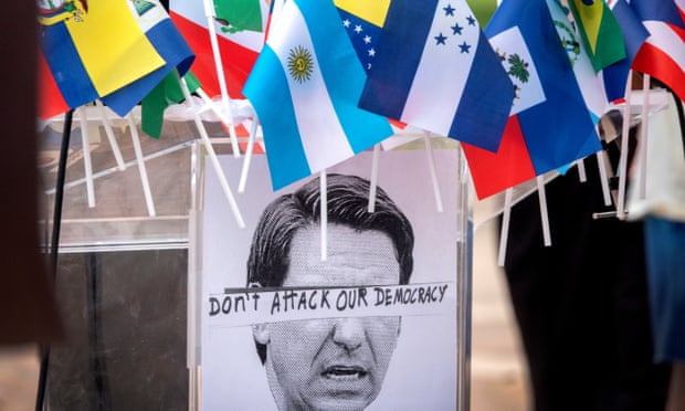 A picture of Ron DeSantis seen during a rally against the relocation of migrants to Martha's Vineyard.