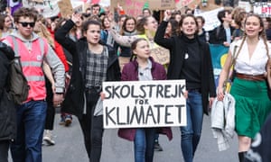 Greta Thunberg with Belgian students in Brussels