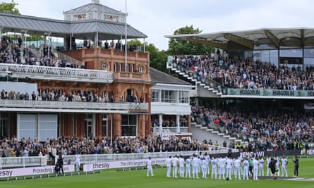 James Anderson walks from the pavilion steps at Lord’s towards a guard of honour in his final Test.