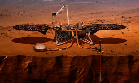 Illustration showing InSight at work on Mars