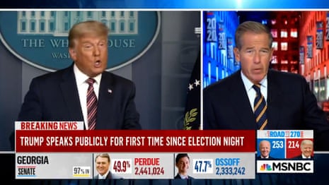 MSNBC cuts away from Trump's address after he again falsely declares election victory – video