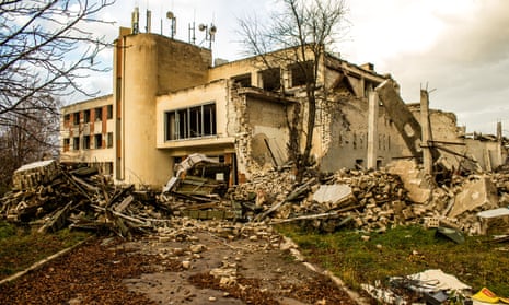 The destruction of Kherson International airport in Chornobaivka, located in Kherson oblast in Ukraine.