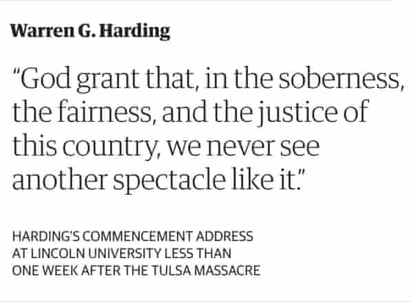 “God grant that, in the soberness, the fairness, and the justice of this country, we never see another spectacle like it.” –Warren G. Harding