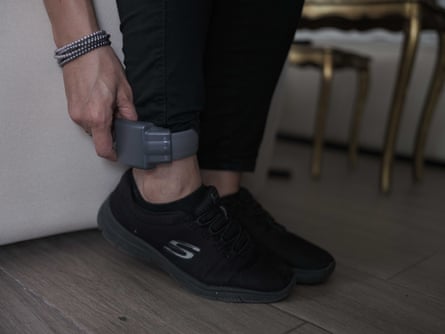 Brenda Quevedo’s ankle monitor.