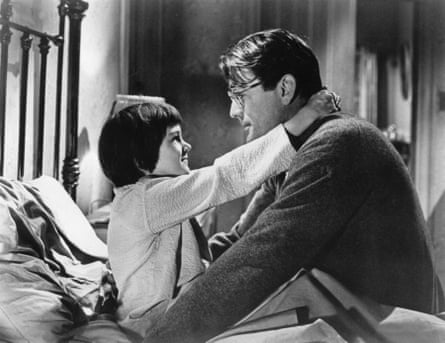 Mary Badham as Scout and Gregory Peck in Oscar-winning form as Atticus in To Kill A Mockingbird, 1962.