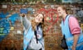 The Holmes Chapel Partnership, new walking tour of Harry Styles Cheshire birthplace, takes fans on a walk into harry’s childhood. Pictured Australian fans Mia Tesolin and Phoebe Hodges both from Canberra booked on the tour as they travel around Europe