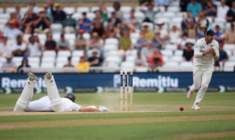 Josh Tongue is brilliantly run out by Mitchell Santner.