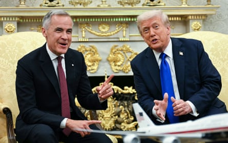 Mark Carney with Donald Trump in the Oval Office of the White House in Washington DC
