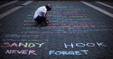 A memorial to the Sandy Hook elementary school victims during the six-month anniversary of the massacre, in New York.
