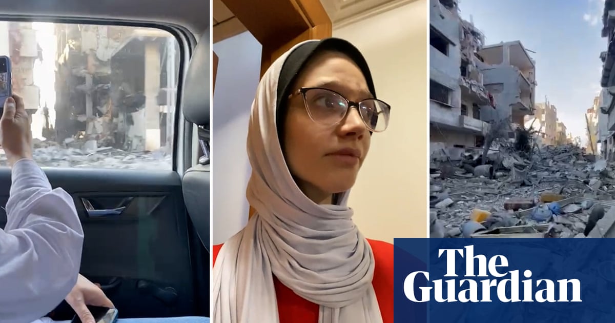 ‘I can’t stop shaking’: student describes evacuating her home in Gaza – video