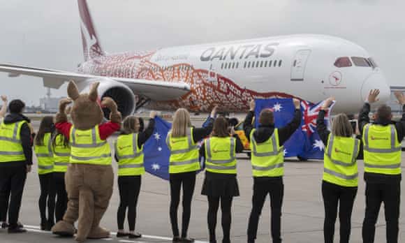 Qantas's first non-stop flight from Australia to the UK.