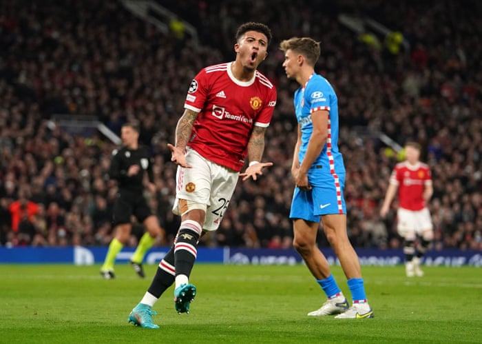 Jadon Sancho regrets a missed chance.