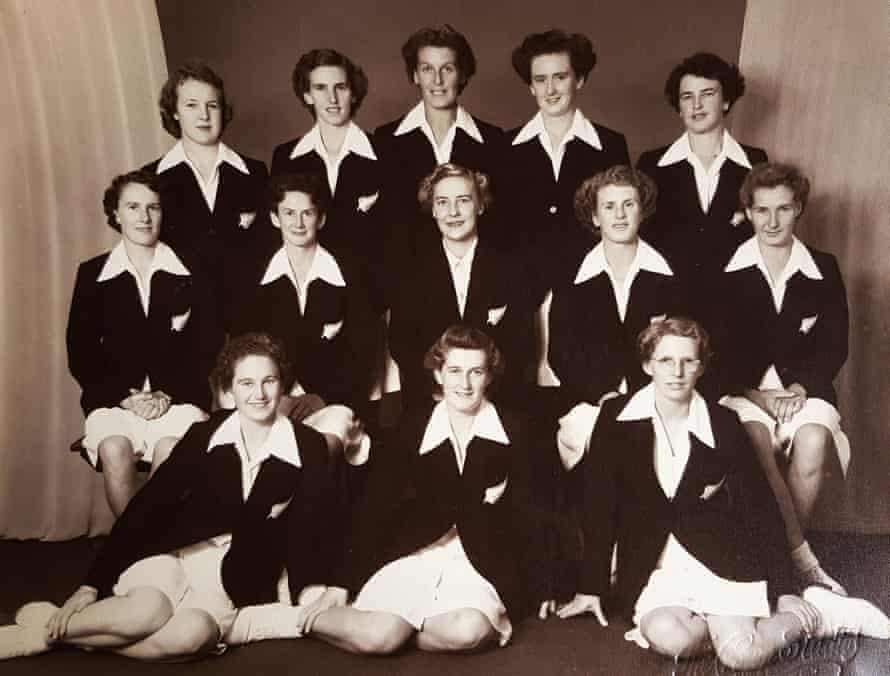 Grace Gooder - back row fourth from left - and her New Zealand teammates before their game against Australia at Wellington in 1948.