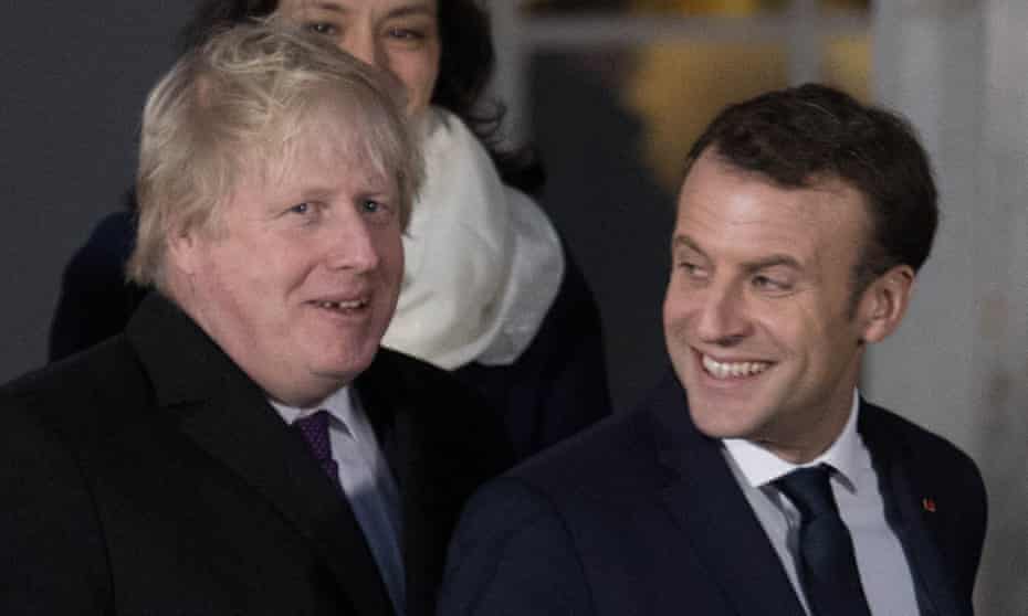 Boris Johnson and Emmanuel Macron at Sandhurst on Thursday.