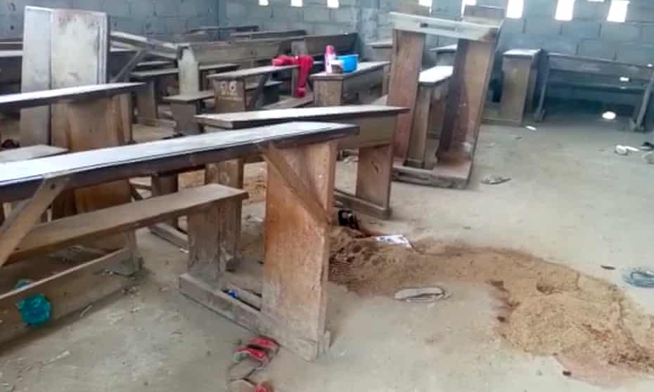 An empty classroom in Kumba, Cameroon