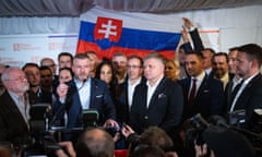 Peter Pellegrini (left), who won won Slovakia’s presidential election, with the country’s prime minister, Robert Fico.