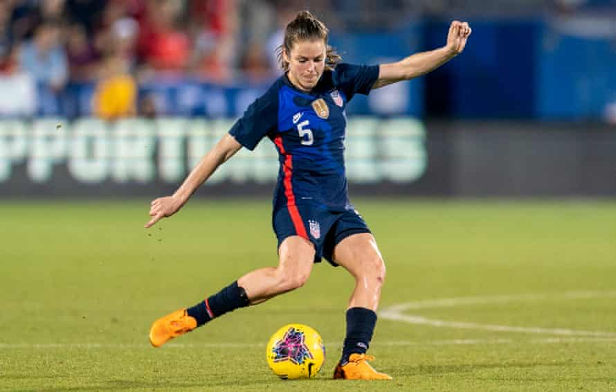 Kelley O’Hara in action for the USA against Japan in March 2020.