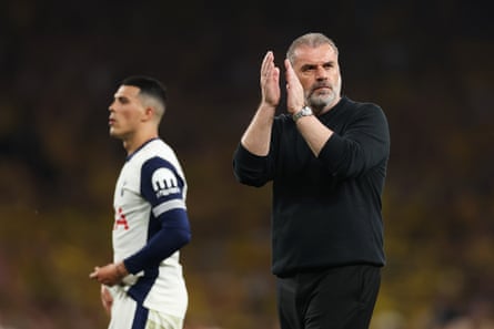 Ange Postecoglou applauds the Spurs fans