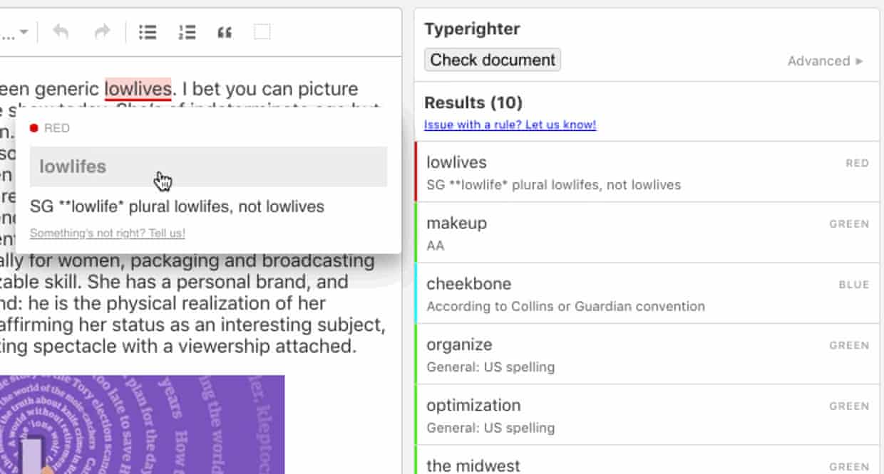 An early version of the Typerighter UI.