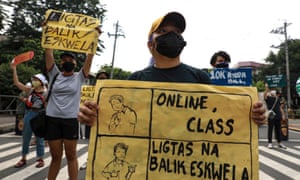 Student activists staged a protest for a safe reopening of classes on 13 September, with millions of students remaining at home attending online classes.