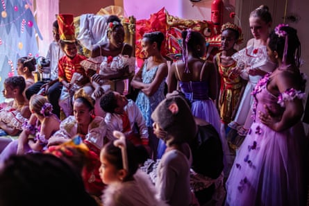 Members of Dance Centre Kenya during a break in the production of the Nutcracker at the Kenya National Theatre in Nairobi, 2 December