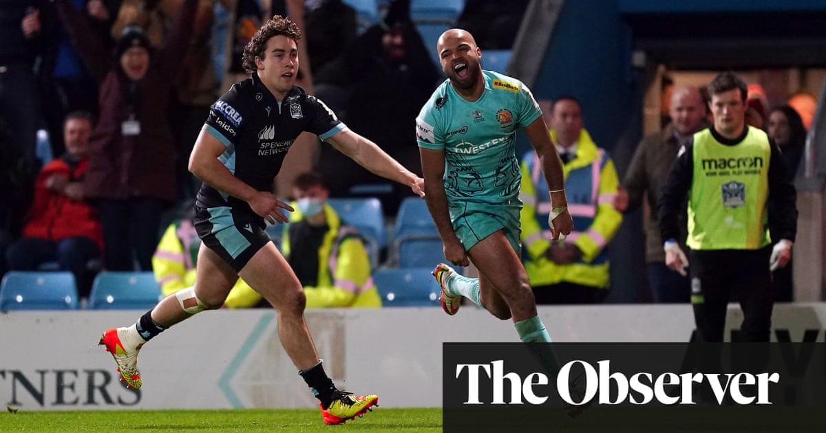 Tom O’Flaherty’s hat-trick inspires Exeter to thumping win over Glasgow