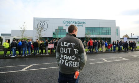 Protesters outside Green Pastures church in Northern Ireland