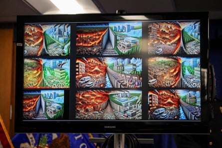 Nine similar images in a grid on a screen.