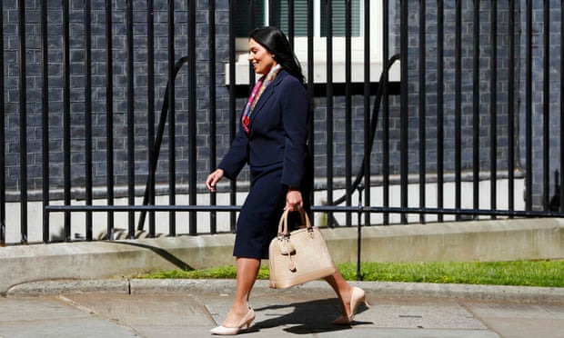 Priti Patel arrives at Downing Street in London
