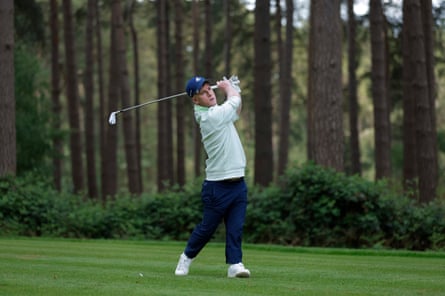 Brendan Lawlor, the defending champion and world No 2 ranked disabled golfer, tees off the 13th hole