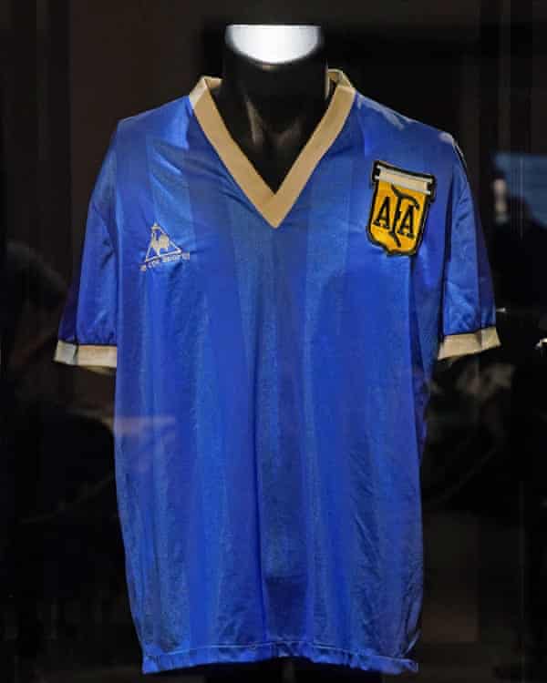 The shirt on display at Sotheby's in London